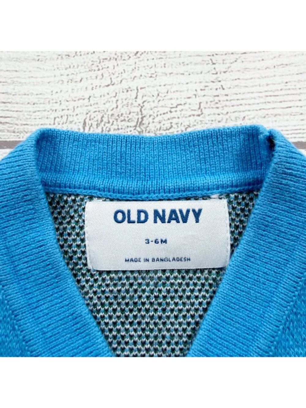 Old Navy Baby Dog Cardigan Sweater Blue Buttons Cotton Knit Design 3-6 Months